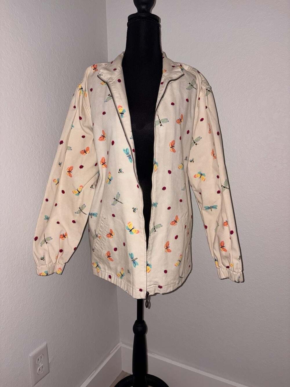Christopher & Banks Butterfly and Dragonfly Print Zip-Up Jacket